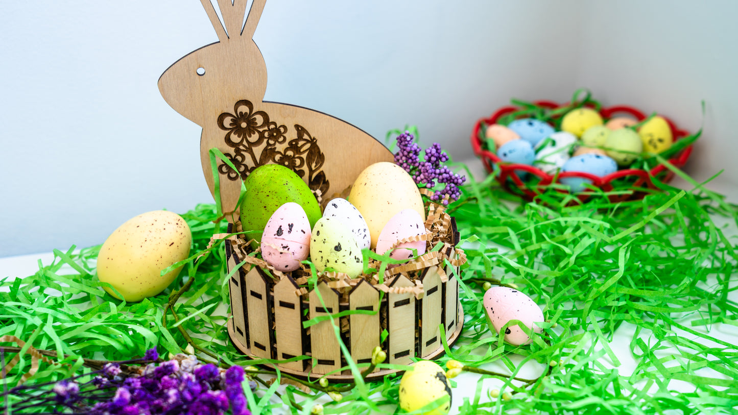Wooden Easter Egg Holder "Bunny with a Nest"