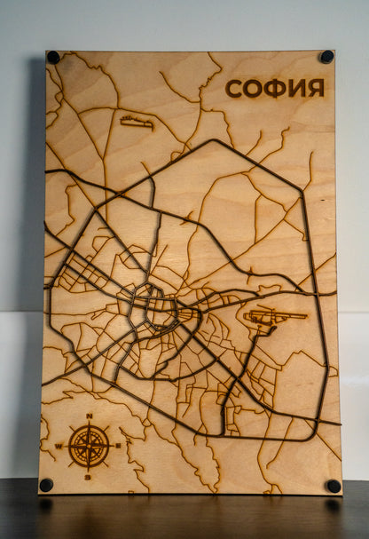 Personalized engraved city map of choice