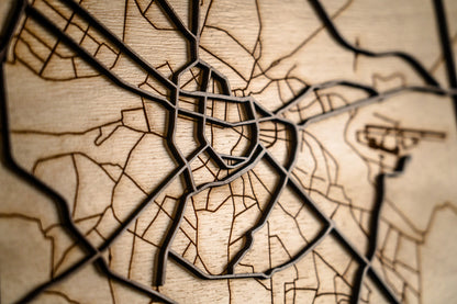 Personalized engraved city map of choice