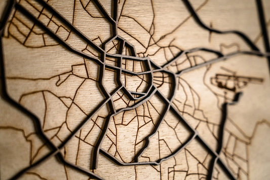 Персонализирана дървена карта на град по избор