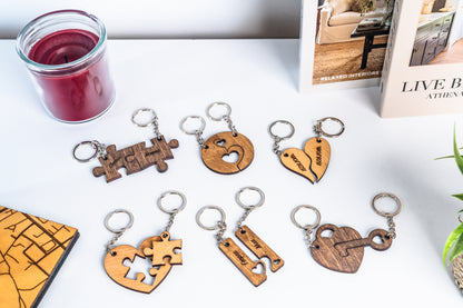 Wooden keychains for couples