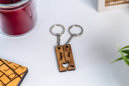 Wooden keychains for couples