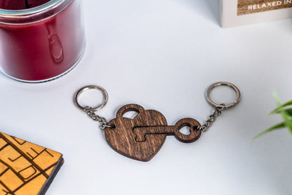 Wooden keychains for couples