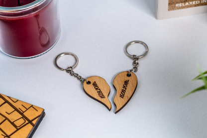 Wooden keychains for couples
