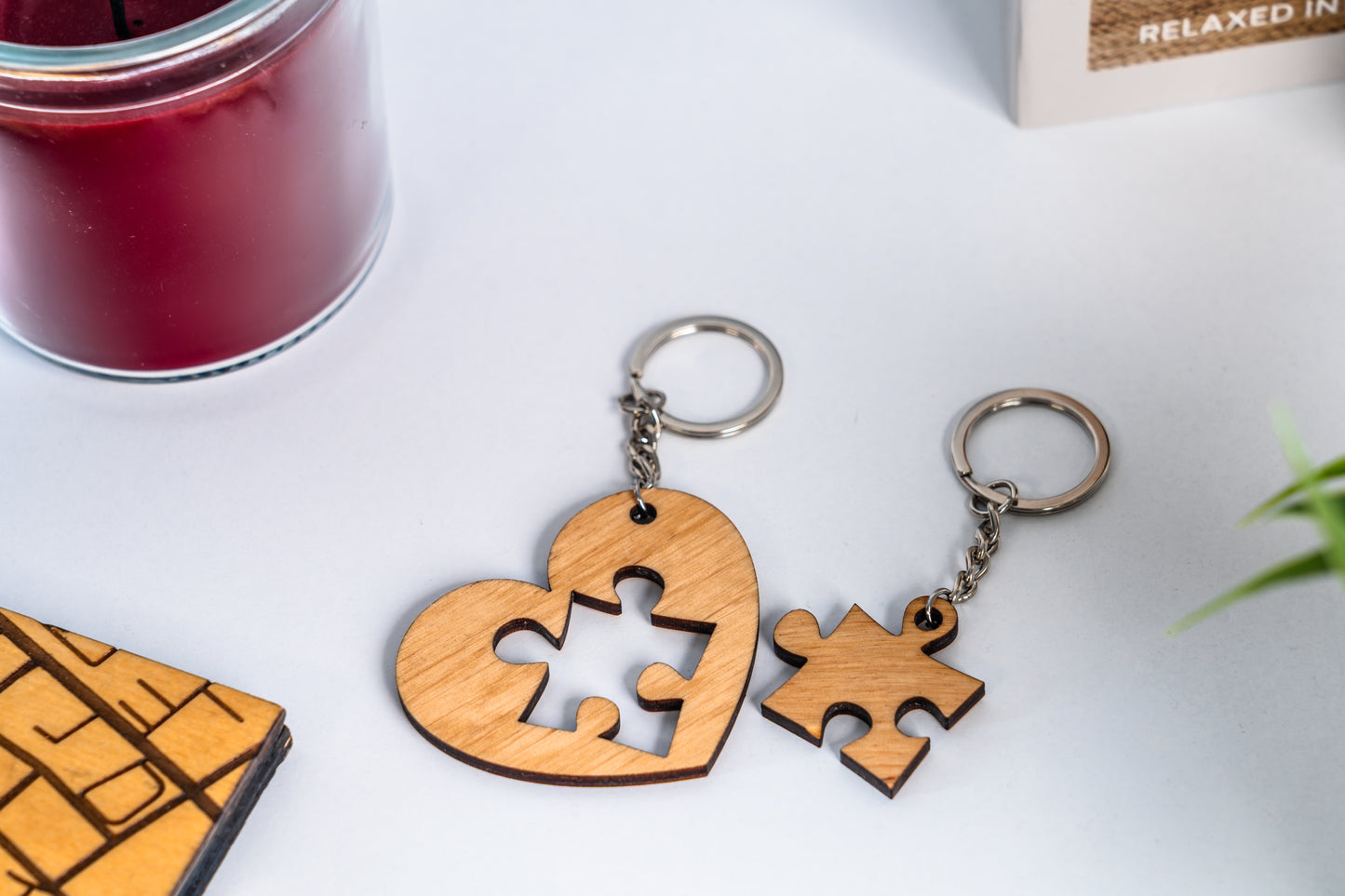 Wooden keychains for couples