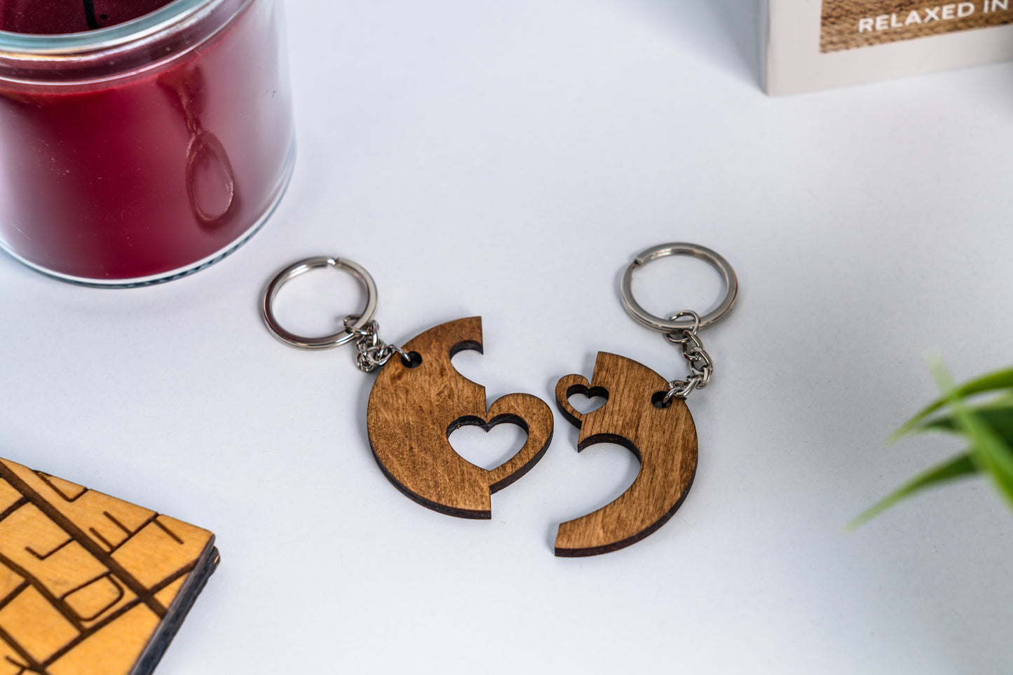 Wooden keychains for couples