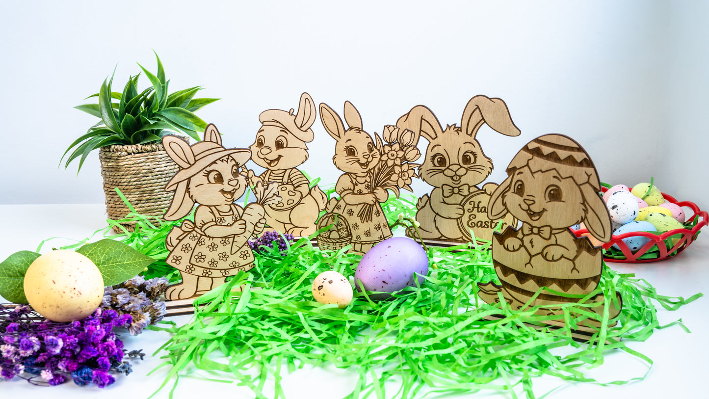 Set of wooden Easter figurines
