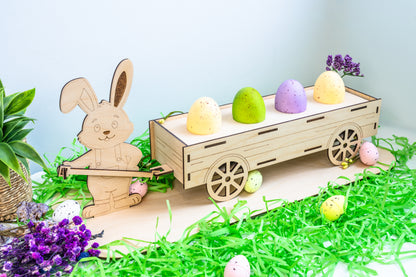Wooden Easter Egg Stand "Bunny with a Cart"