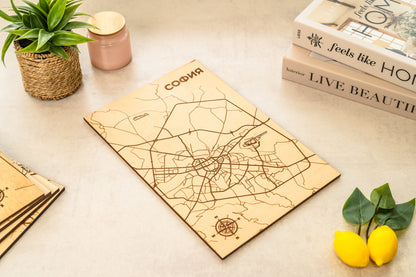 Personalized wooden city or address map of choice