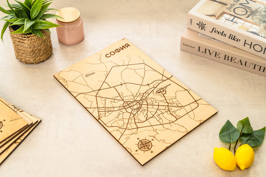 Personalized wooden city or address map of choice