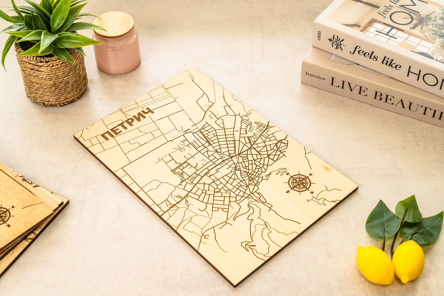 Personalized wooden city or address map of choice