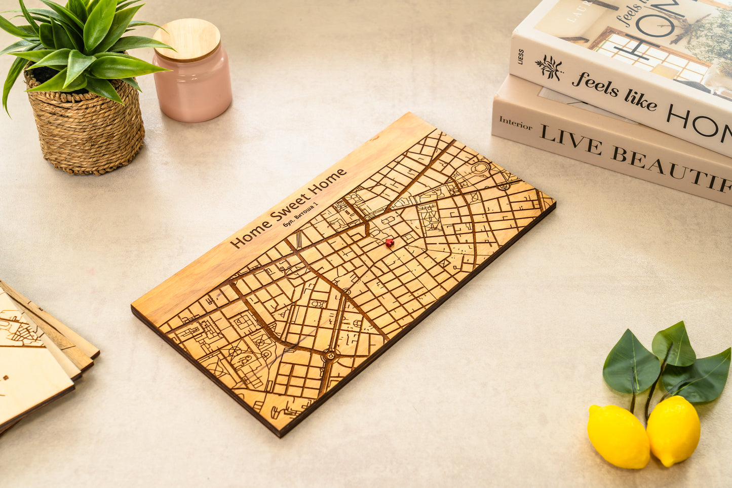 Personalized wooden city or address map of choice