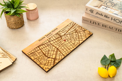 Personalized wooden city or address map of choice